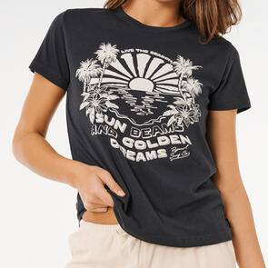 RIP CURL SUN BEAMS STANDARD TEE WASHED BLACK