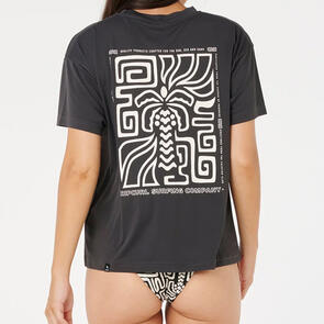 RIP CURL SUNSET LUAU SHORT SLEEVE SURF LITE TEE WASHED BLACK