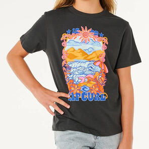 RIP CURL SUNSHINE SQUAD BAND TEE WASHED BLACK