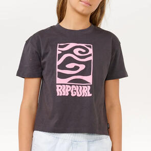 RIP CURL SUN SOL LOGO CROP TEE WASHED BLACK