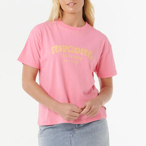 RIP CURL SURF PUFF RELAXED TEE PINK/ORANGE