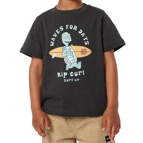 RIP CURL TODDLERS TUBE TOWN WAVES TEE WASHED BLACK