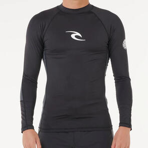 RIP CURL WAVES UPF50 PERFORMANCE LONG SLEEVE RASH VEST BLACK