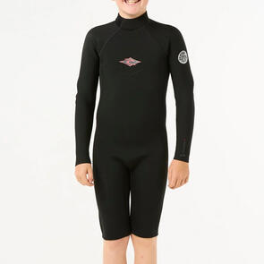 RIP CURL WETSUITS 2026 KIDS DAWN PATROL BZ LS SPRINGSUIT BLACK