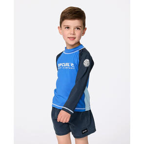 RIP CURL WETSUITS 2026 TODDLER BOYS SHOCK UPF L/S RASH VEST BLUE GUM