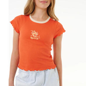 RIP CURL YOUTH SUMMER SOLSTICE RIB TEE BRIGHT RED