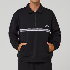 RIVVIA SOCIAL MEMBER 1/4 ZIP CREW BLACK