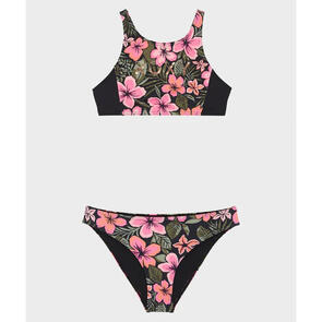 ROXY ACTIVE FLORAL RG CROP TOP SET ANTHRACITE FEARLESS FLORAL
