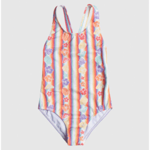 ROXY TODDLERS RAINBOW BAY STRIPE ONE PIECE BRIGHT WHITE RAINBOW