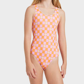 ROXY FLOWER CHECK ONE PIECE TANGERINE TIC TAC FLEUR