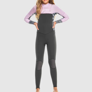 ROXY GIRLS 3/2MM SWELL SERIES BACK ZIP GBS - JET/ORCHID BOUQUET