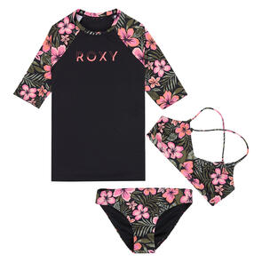 ROXY GIRLS ACTIVE FLORAL RG SWIM SET PACK ANTHRACITE FEARLESS FLORAL