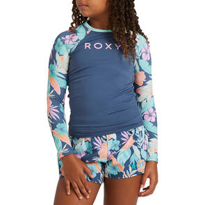 ROXY GIRLS ACTIVE FLORAL LONG SLEEVE LYCRA VINTAGE INDIGO TROPICAL ADVENT