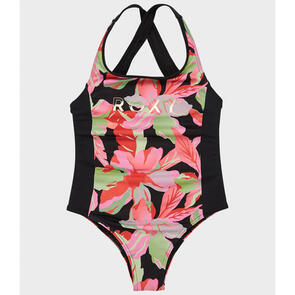 ROXY GIRLS ACTIVE ONE PIECE ANTHRACITE THE MOVES FLORAL