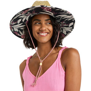 ROXY PINA TO MY COLADA PRINTED HAT ANTHRACITE WIND SWEPT FLORAL