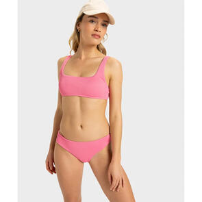 ROXY RIB LOVE THE COMBER BIKINI BOTTOM PINK CARNATION