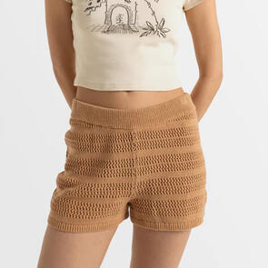 ROXY SPICY VIBES ELASTIC WAIST SHORTS CAMEL