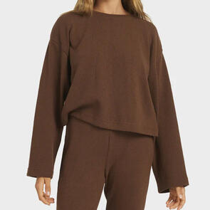 ROXY STAY COZY SWAETSHIRT TOP FONDUE FUDGE