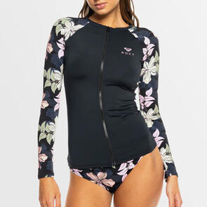 ROXY SUNNY FLORAL LS LYCRA ZIP THRU RASH ANTHACITE SUNNY FLORAL