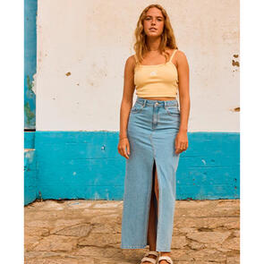 ROXY SUN WINDS DENIM SKIRT MID LIGHT BLUE