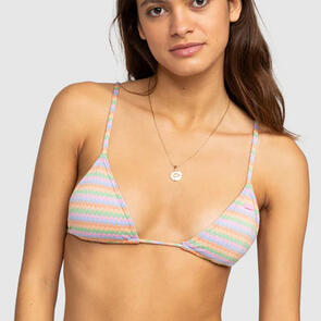 ROXY WAVY STRIPE MINI TIKI TRI BIKINI TOP PAPAYA WAVY STRIPE