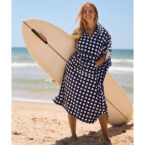 ROXY WOMENS GENTLE OFFSHORE HOODED TOWEL ANTHRACITE CHECK ME OUT