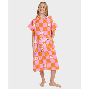ROXY YOUTH STAY MAGICAL PRINTED HOODED TOWEL TANGERINE TIC TAC FLEUR