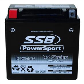 SUPER START BATTERIES MOTORCYCLE AND POWERSPORTS BATTERY (YTX14-BS) AGM 12V 12AH 290CCA SSB HIGH PERFORMANCE