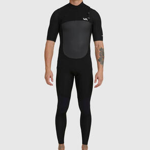 RVCA 2/2MM BALANCE CHEST ZIP SHORT SLEEVE STEAMER BLACK