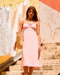 ROXY ROSIE SKIES SLUB MIDI DRESS BLEACHED MAUVE