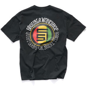 S DOUBLE QUIET DOT T-SHIRT OVERDYE BLACK