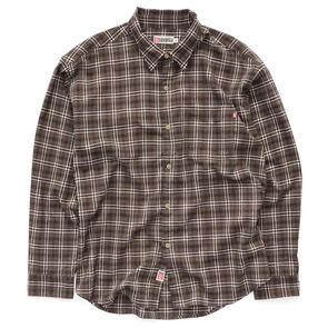 S DOUBLE SURFACE PLAIDL L/SL SHIRT BROWN