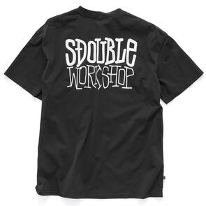 S DOUBLE WORKSHOP T-SHIRT TEE S/S OVERDYE BLACK