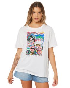 SWELL WOMENS STAY WILD TEE VINTAGE WHITE