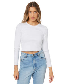 SWELL WOMENS CLASSIC LS CROP WHITE