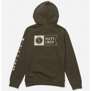 SALTY CREW ALPHA COLOR BLOCK BOYS FLEECE OLIVE STONE