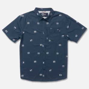 SALTY CREW FLAGSHIP UV BUTTON UP MIDNIGHT NAVY