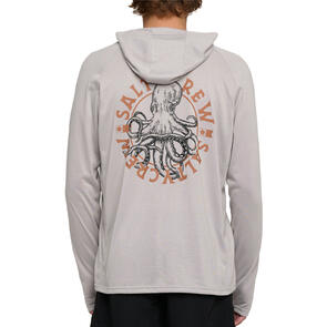 SALTY CREW TENTACLES HOOD SUNSHIRT STONE GREY