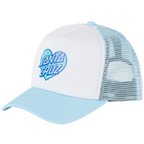 SANTA CRUZ CHECKER HEART DOT TRUCKER CAP AQUA