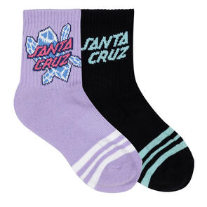 SANTA CRUZ CRYSTAL STACK MID SOCK 2 PACK LAVENDER-BLACK