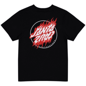 SANTA CRUZ FLAMED DOT UPSIDE DOWN TEE BLACK
