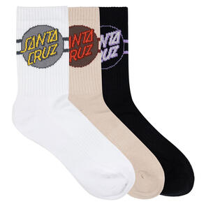 SANTA CRUZ OTHER DOT STRIPE CREW SOCK 3 PACK NATURAL-WHITE-OFF BLACK