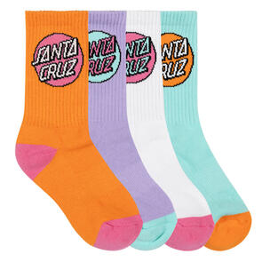SANTA CRUZ OTHER DOT CREW SOCK 4 PACK ORANGE-LAVENDER-WHT-AQUA