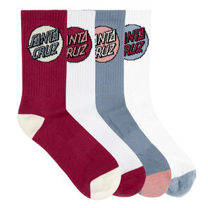SANTA CRUZ OTHER DOT CREW SOCK 4 PACK WHITE-DUSK PINK-VINTAGE