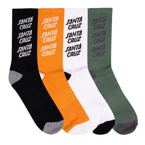 SANTA CRUZ SC STACK REPEAT CREW SOCK 4 PACK BLACK-SAGE-WHITE-GINGER
