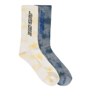 SANTA CRUZ SOLID STRIP HOLLOW CREW SOCK 2 PACK LTE YELLOW TDYE-SLATE TDYE