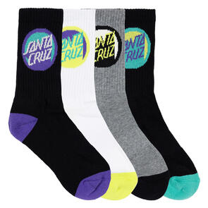 SANTA CRUZ YOUTH BOLD SHADOW DOT CREW SOCK 4 PACK BLACK WHITE-MARLE-BLACK