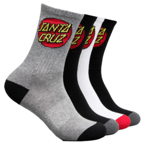 SANTA CRUZ YOUTH CLASSIC DOT CREW SOCK 4 PACK MULTI