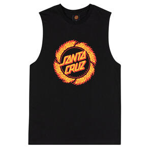 SANTA CRUZ YOUTH FLAME RINGED DOT FRONT MUSCLE BLACK