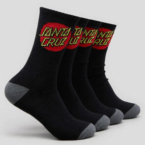 SANTA CRUZ CLASSIC DOT CREW SOCK 4 PACK BLACK